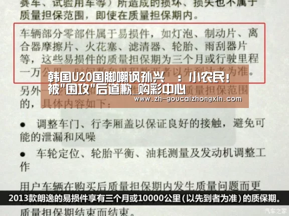 韩国U20国脚嘲讽孙兴慜:小农民!被围攻后道歉_购彩中心(图2) 购彩中心